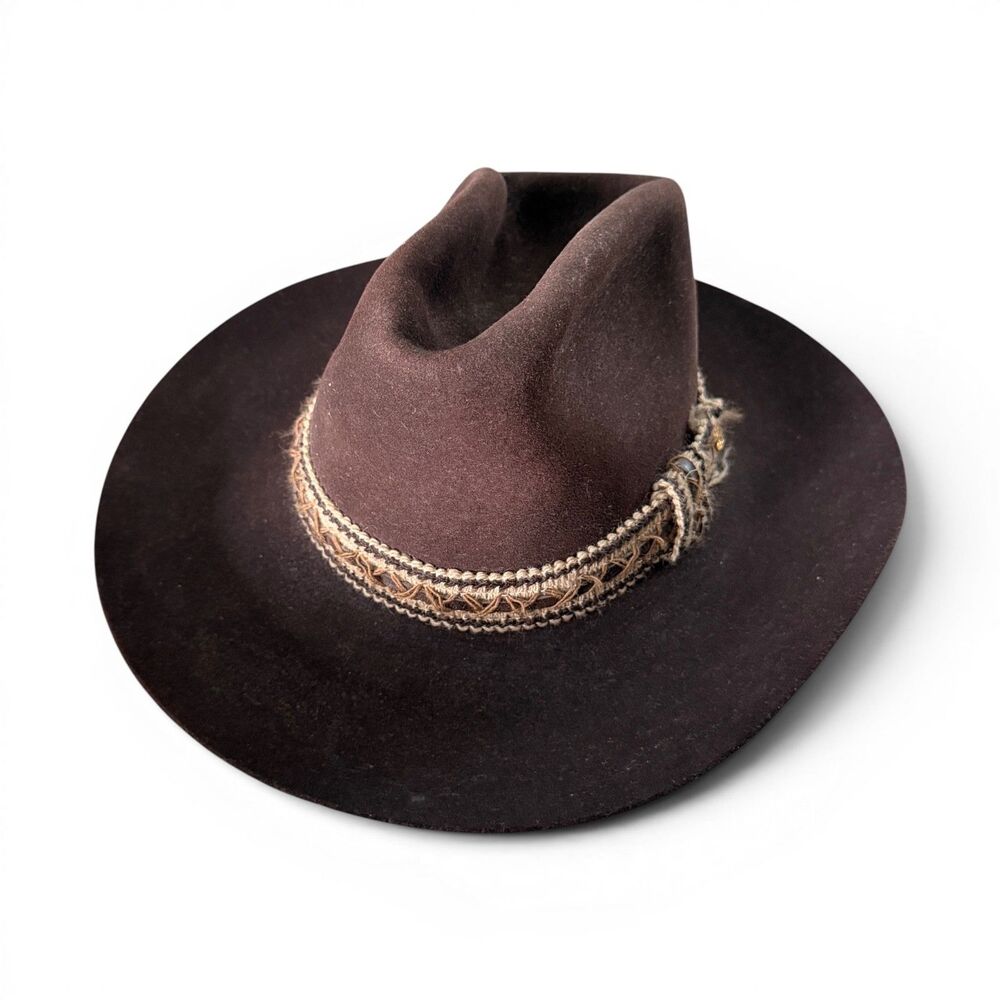 Vintage Lee Brown Western Cowboy Hat Wool Fur Blend Size 7 1/2 USA Perma Felt